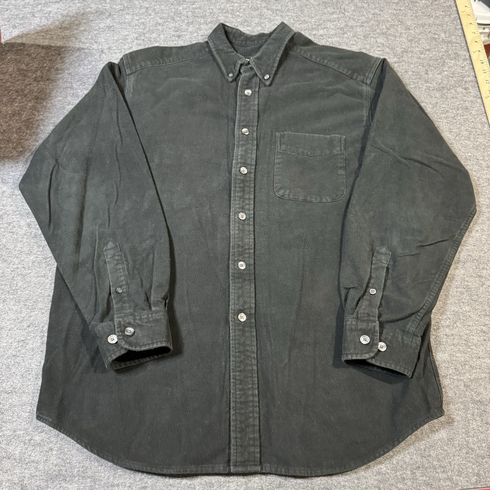 Vintage Eddie Bauer Shirt Mens M Chamois Flannel 100% Cotton Black Outdoor Retro